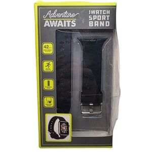 Vivitar Adventure Awaits Unisex Black Silicone Sport Apple Watch Band 42mm Size